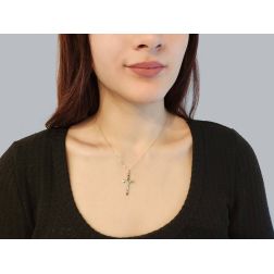 Cross with Pyramid Reliefs in Yellow Gold with Christ in White