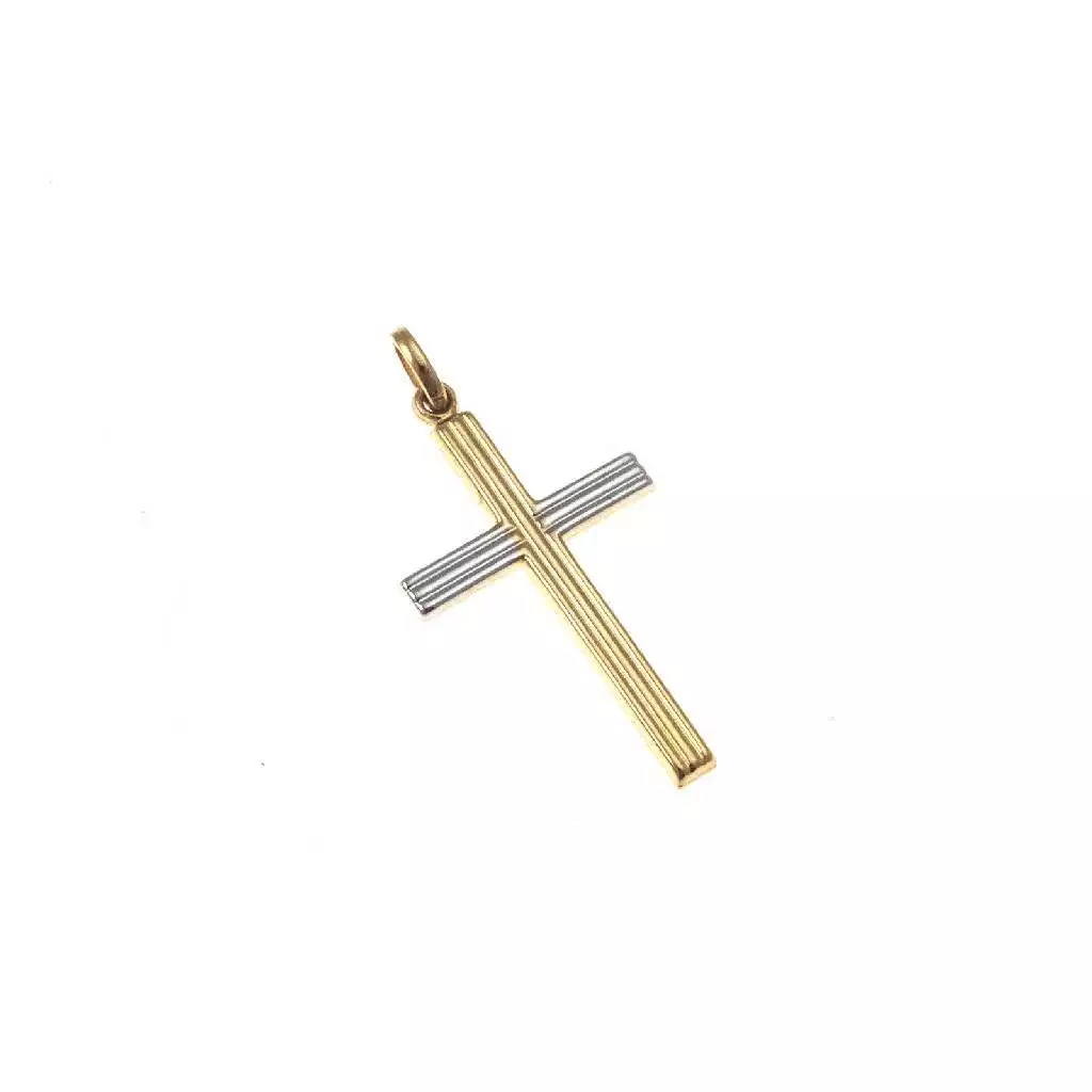 Croce Rigata in Oro Giallo e Bianco