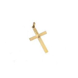 Striped Cross in Yellow and White Gold