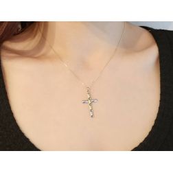 Rectangular Cross with Reliefs in Yellow and White Gold