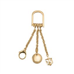 Three-Wire Keychain with Hook, Medal and Anchor in Yellow Gold
