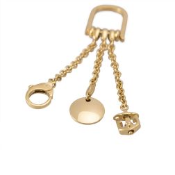 Three-Wire Keychain with Hook, Medal and Anchor in Yellow Gold