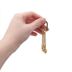 Three-Wire Keychain with Hook, Medal and Anchor in Yellow Gold