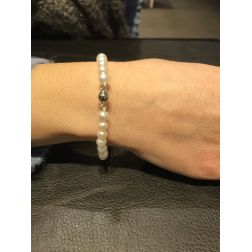 photo of worn Pearls Bracelet with White Gold Sphere