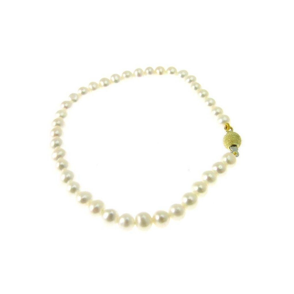 Pearls Bracelet with yellow gold sandblasted sphere