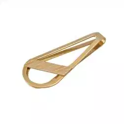 Yellow Gold Teardrop Money Clip with Three Color Bar
