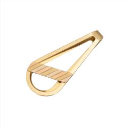 Yellow Gold Teardrop Money Clip with Three Color Bar