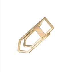 Yellow Gold Flat Clip Money Clip with Three Color Bar