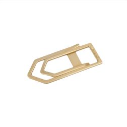 Yellow Gold Flat Clip Money Clip with Three Color Bar