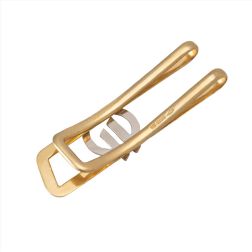 Fermasoldi Graffetta Diagonale Oro Giallo con € in Oro Bianco