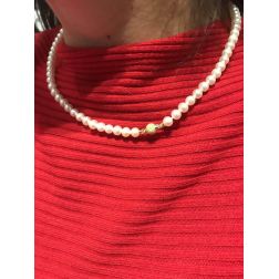 photo of worn Necklace Pearls with Diamond coated Ball