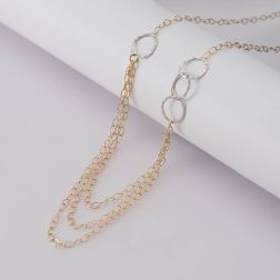 Girocollo più Fili in Oro Giallo con Ciondoli in Bianco
