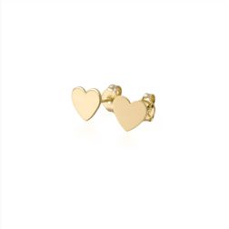 Yellow Gold Flat Heart Earrings