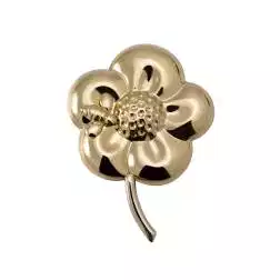 Spilla Fiore con Ape con Stelo in Bianco