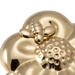 Flower Brooch with Bee with Stem in White