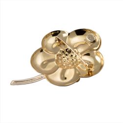 Flower Brooch with Bee with Stem in White