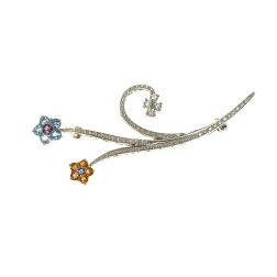 Flower Brooch with Diamonds, Amethyst Blue Topaz and Madeira