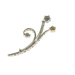 Flower Brooch with Diamonds, Amethyst Blue Topaz and Madeira