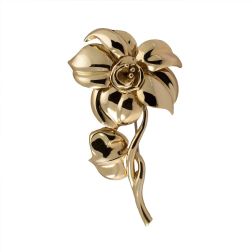 Spilla Fiore Korova con Foglia in Oro Giallo
