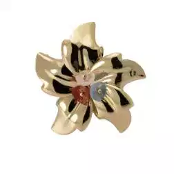 Spilla Fiore Con Agata Bianca Celeste e Rossa