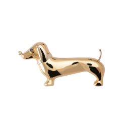 Dachshund Brooch with Blue Sapphire in Yellow and White Gold