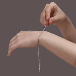 Photo of worn Small White Squared Tennis Bracelet 1.7mm