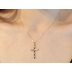 Rectangular Cross with Reliefs in Yellow and White Gold