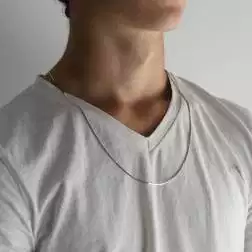 Collana 60cm coda di topo quadrata foto indossata uomo