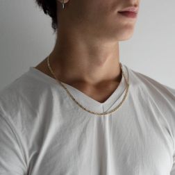 Collana Traversino bicolore 50 cm foto indossata uomo