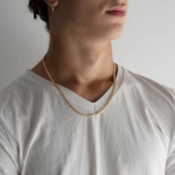 Collana 3+1 sfaccettata pernice & tigre 50cm foto indossata uomo
