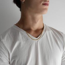 Collana 60cm x 3,60mm tigre sfaccettata foto indossata uomo