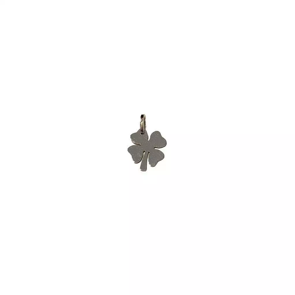 Ciondolo Quadrifoglio con Gambo Oro Bianco