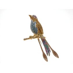 Brooch Bird of Paradise Diamonds and Precious Stones