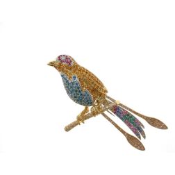Brooch Bird of Paradise Diamonds and Precious Stones