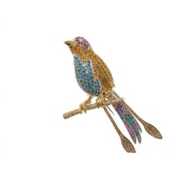 Brooch Bird of Paradise Diamonds and Precious Stones