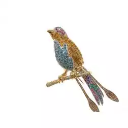 Spilla Uccello del Paradiso Diamanti e Pietre Preziose