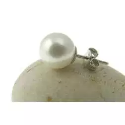 Orecchino Perla 9mm - 10mm  oro Bianco