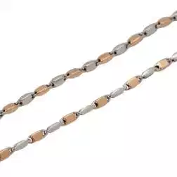 Collana 50cm Tubolare squadrata alternata Oro Bianco e Rosa