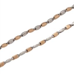White and Rose Gold squared Tubular 50cm Necklace