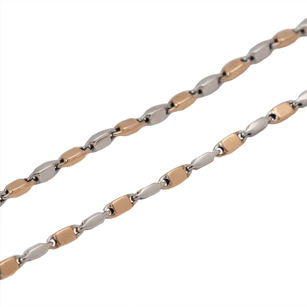 Collana 50cm Tubolare squadrata alternata Oro Bianco e Rosa