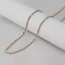 Collana 50cm Tubolare squadrata alternata Oro Bianco e Rosa