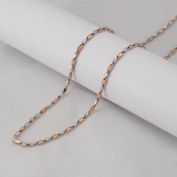 White and Rose Gold squared Tubular 50cm Necklace