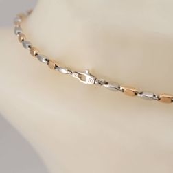 Collana 50cm Tubolare squadrata alternata Oro Bianco e Rosa