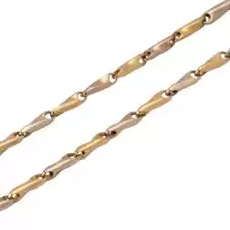 Collana Girocollo 45cm Tubolare alternati Oro Giallo e Bianco