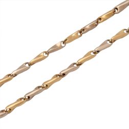 Yellow and White Gold Spiral Tubular 45cm Necklace
