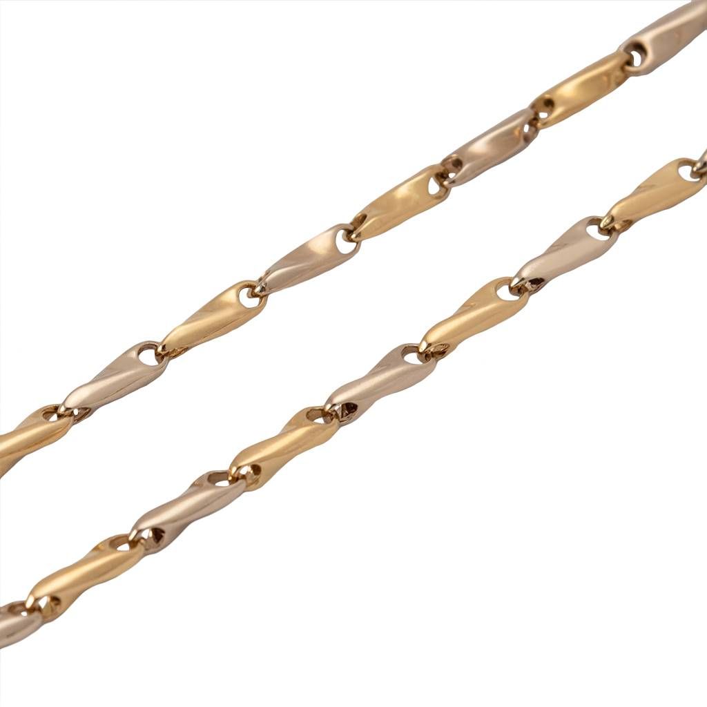 Collana Girocollo 45cm Tubolare alternati Oro Giallo e Bianco