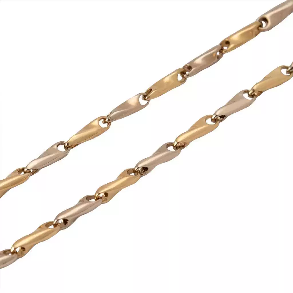 Yellow and White Gold Spiral Tubular 45cm Necklace