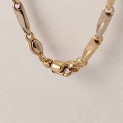 Collana Girocollo 45cm Tubolare alternati Oro Giallo e Bianco