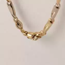 Collana 50cm Tubolare alternati Oro Giallo e Bianco