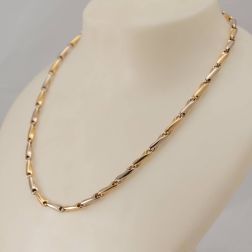 Yellow and White Gold Spiral Tubular 50cm Necklace